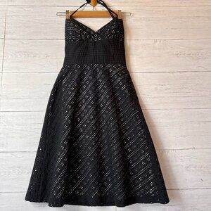 White House Black Market Dress Womens Size 0 Black Halter Eyelet Sundress Pinup